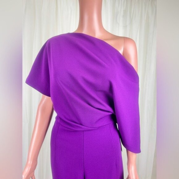 NWT Alexia Admor Draped One-Shoulder Jumpsuit Unitard Size Medium Plumtastic - Picture 6 of 15
